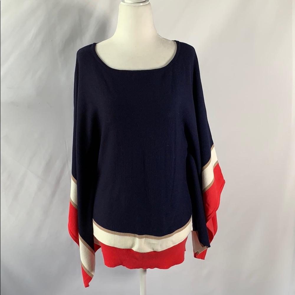 Carmen Rayon Black White Red Poncho